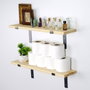 Hanah Home Lam001 Estantería de Pared de Madera y Metal Negro y Nogal